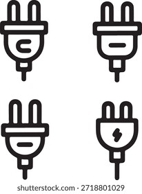 Iconos de enchufe eléctrico en diferentes posiciones