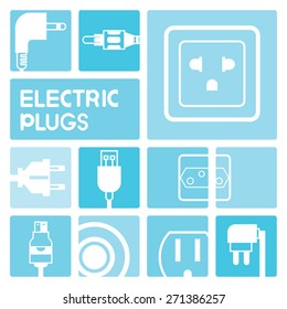 electric plug icons set