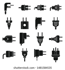 Electric plug icons set. Simple set of electric plug vector icons for web design on white background