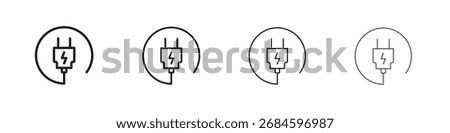 Electric plug icons. thin line symbols in strokes