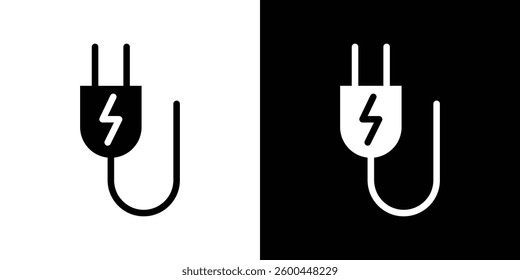 Electric plug icons vectors set in solid style.