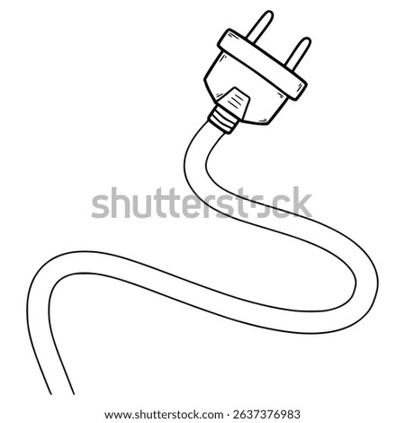 electric plug illustration hand drawn outline vector