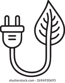 Elektrischer Stecker mit Blatt-Symbol Elektrizitätsenergie