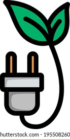 Elektrischer Stecker mit Bleisymbol. Bearbeitbare, fette Rahmenlinie mit Farbfülldesign. Vektorgrafik.