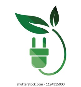 Electric plug leaves icon. Flat color design. Vector illustration.
