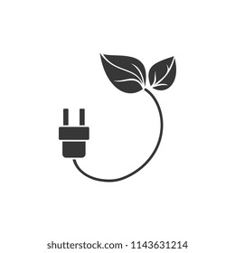 Electric plug leaves icon. Flat color design.