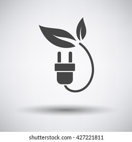 Electric plug leaves icon on gray background with round shadow. Vector illustration.