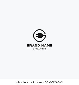 Plantilla vectorial de diseño de logotipo de plug-in eléctrico.
