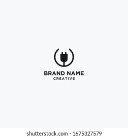 Plantilla vectorial de diseño de logotipo de plug-in eléctrico.