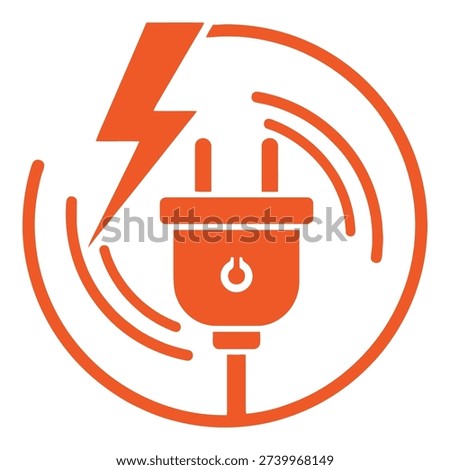 Electric plug with lightning bolt and power surge icon symbol icon