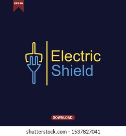 Electric plug line concept logo icon vector design