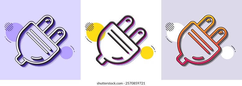 Electric plug line icon. Halftone dotted pattern. Gradient icon with grain shadow. Energy sign. Electricity power symbol. Line electric plug icon. Various designs. Vector