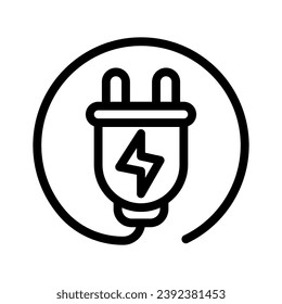 electric plug line icon illustration vector graphic. Simple element illustration vector graphic, suitable for app, websites, and presentations isolated on white background