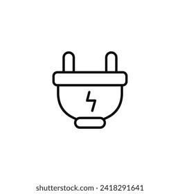 Icono de línea de enchufe eléctrico aislado en fondo blanco
