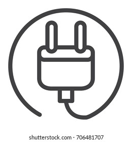 Electric plug line icon, outline vector sign, linear style pictogram isolated on white. Symbol, logo illustration. Editable stroke. Pixel perfect graphics