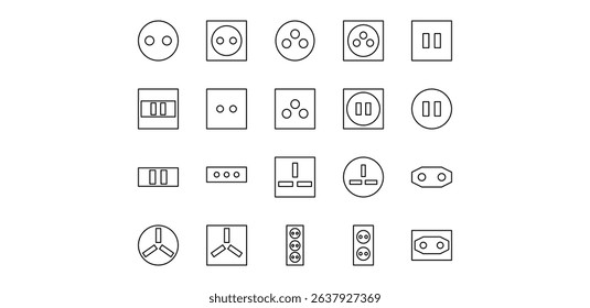 electric plug line icon pack illustration