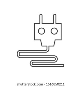 Electric plug line icon. Power plug flat vector