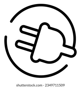 Electric plug line icon. Power cord vector illustration isolated on white. Cable with fork outlet outline style designed for and app.