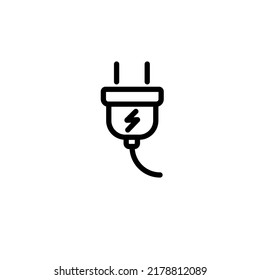 Electric plug line vector design template and illustration with editable stroke
