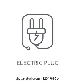 electric plug linear icon. Modern outline electric plug logo concept on white background from General collection. Suitable for use on web apps, mobile apps and print media.