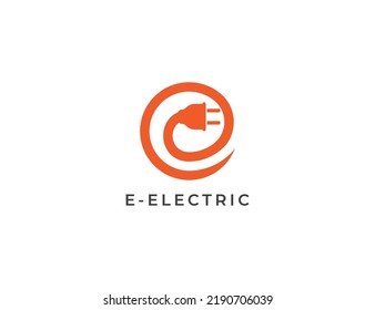 Símbolo del icono Concepto de logotipo de enchufe eléctrico Estilo de línea de diseño con letra E. Logotipo eléctrico, electromagnético. Plantilla de logotipo de ilustración de vector