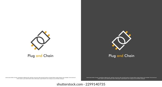 Ilustración de diseño del logotipo de enchufe eléctrico. Siluyente simple creativo de silueta eléctrica cadena de cable de carga de red adaptador de enchufe de la empresa icono de símbolo de negocio.