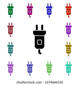 Icono eléctrico, enchufe el estilo multicolor. Glifo simple, vector plano de iconos ecológicos para ui y ux, sitio web o aplicación móvil