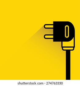 electric plug on yellow background, flat and shadow theme