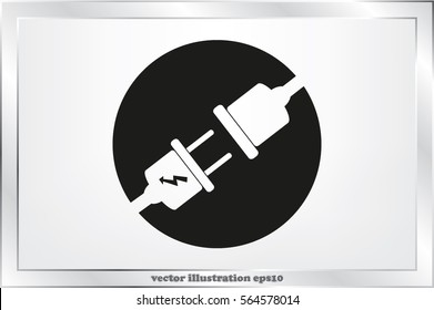 Electric plug and outlet icon vector illustration eps10. Isolated badge for website or app - stock infographics