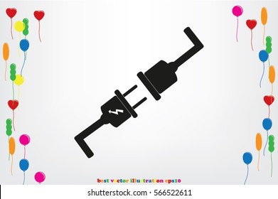 Electric plug and outlet icon vector illustration eps10. Isolated badge for website or app - stock infographics.