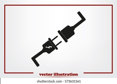 Electric plug and outlet icon vector illustration eps10. Isolated badge for website or app - stock infographics