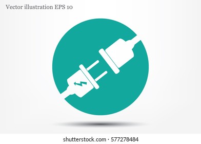 Electric plug and outlet icon vector illustration eps10. Isolated badge for website or app - stock infographics.