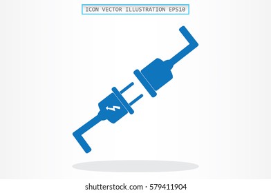 Electric plug and outlet icon vector illustration eps10. Isolated badge for website or app - stock infographics.