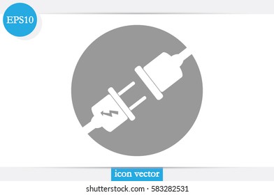 Electric plug and outlet icon vector illustration eps10. Isolated badge for website or app - stock infographics.