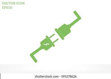 Electric plug and outlet icon vector illustration eps10. Isolated badge for website or app - stock infographics.