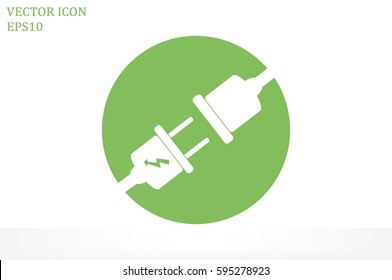 Electric plug and outlet icon vector illustration eps10. Isolated badge for website or app - stock infographics.