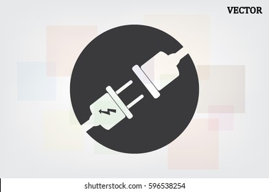 Electric plug and outlet icon vector illustration eps10. Isolated badge for website or app - stock infographics
