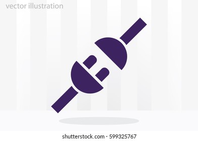 Electric plug and outlet icon vector illustration eps10. Isolated badge for website or app - stock infographics
