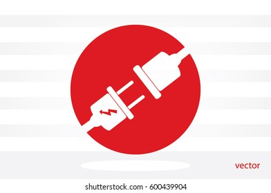Electric plug and outlet icon vector illustration eps10. Isolated badge for website or app - stock infographics