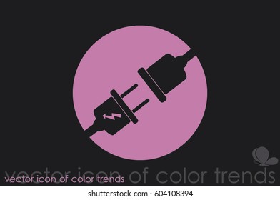 Electric plug and outlet icon vector illustration eps10. Isolated badge for website or app - stock infographics.