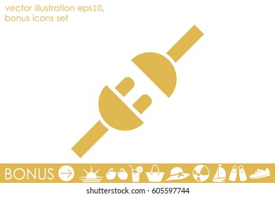 Electric plug and outlet icon vector illustration eps10. Isolated badge for website or app - stock infographics