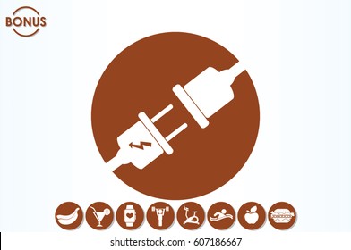 Electric plug and outlet icon vector illustration eps10. Isolated badge for website or app - stock infographics