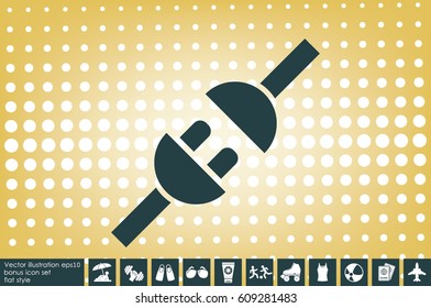 Electric plug and outlet icon vector illustration eps10. Isolated badge for website or app - stock infographics
