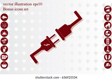 Electric plug and outlet icon vector illustration eps10. Isolated badge for website or app - stock infographics