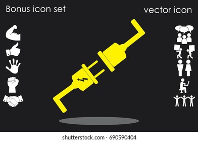 Electric plug and outlet icon vector illustration eps10. Isolated badge for website or app - stock infographics