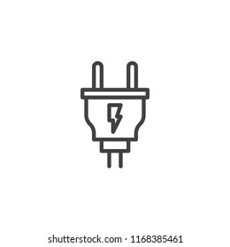 Electric plug outline icon. linear style sign for mobile concept and web design. Charging plug line vector icon. Symbol, logo illustration. Pixel perfect vector graphics