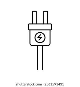 Electric plug outline icon. vector flat black linear illustration for web and app..eps