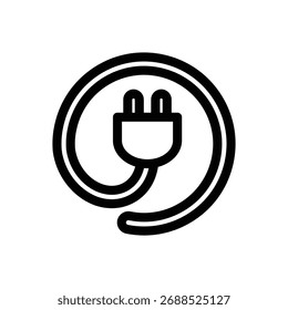 Diseño eléctrico del Vector del icono del contorno del enchufe bueno para el Web o el App móvil