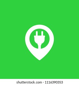 electric plug with pin marker vector icon