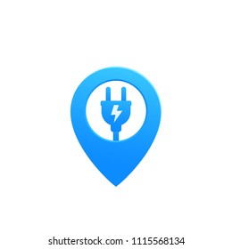 electric plug with pin vector icon